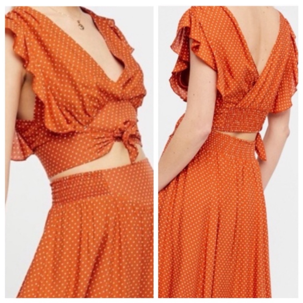 Free People Pretty Daze Polka Dot Crop Top Blouse